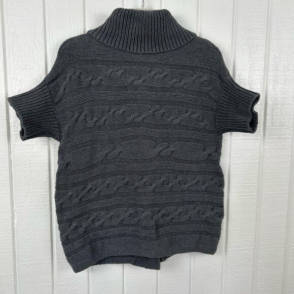Talbots Women Short Sleeve Chunky Cable Knit Cardigan Sweater Gray Size Small - Picture 5 of 5
